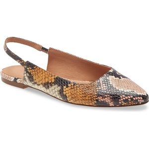 Madewell Margo Snakeskin Embossed Slingback Leather Flat